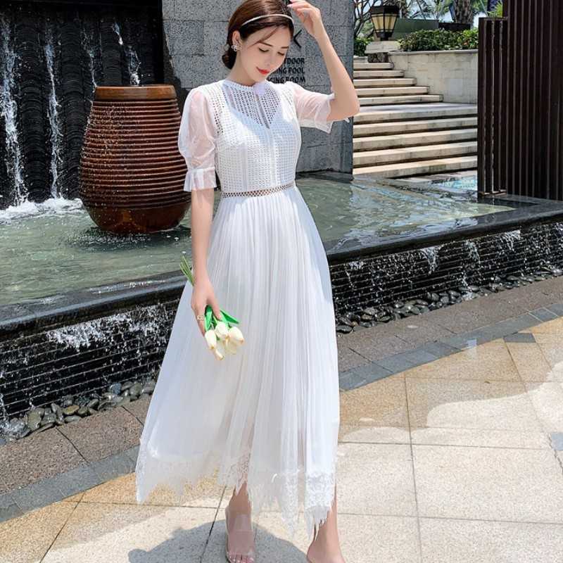 Runway Design Ladies Lace Patchwork Chiffon Pleated Long Dress Vintage Women's Elegant High Waist Slim Maxi Dresses Vestido 210526, Photo color
Runway Design Ladies Lace Patchwork Chiffon Pleated Long Dress Vintage Women's Elegant High Waist Slim Maxi Dresses Vestido 210526, Photo color