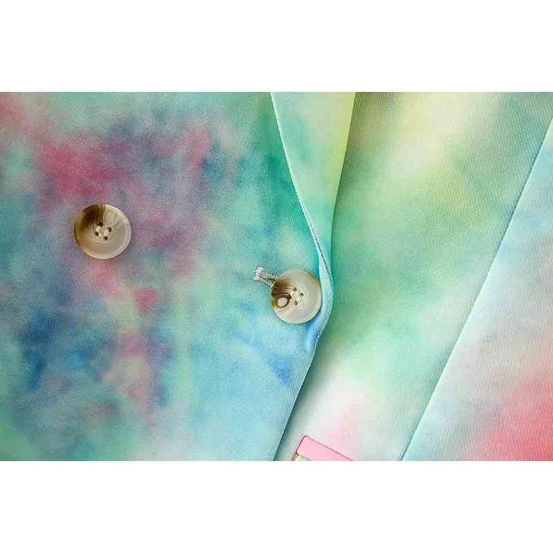casual women elegant tie dye long blazers fashion ladies loose patchwork jacket suits vintage female chic suit girls 210430