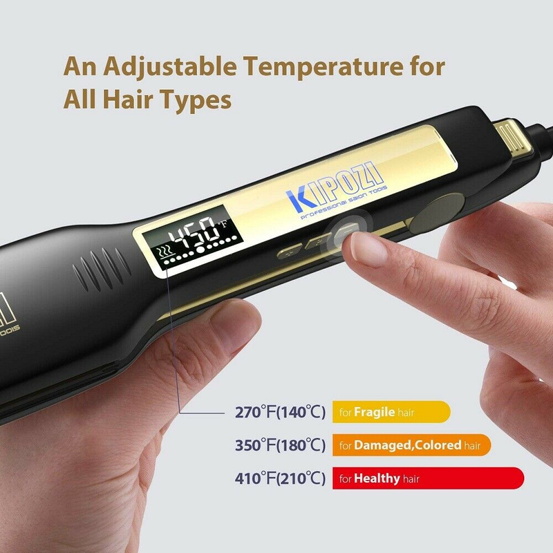 KIPOZI Hair Straightener Flat Iron Tourmaline Ceramic Professional Culer Salon Steam Care 220211