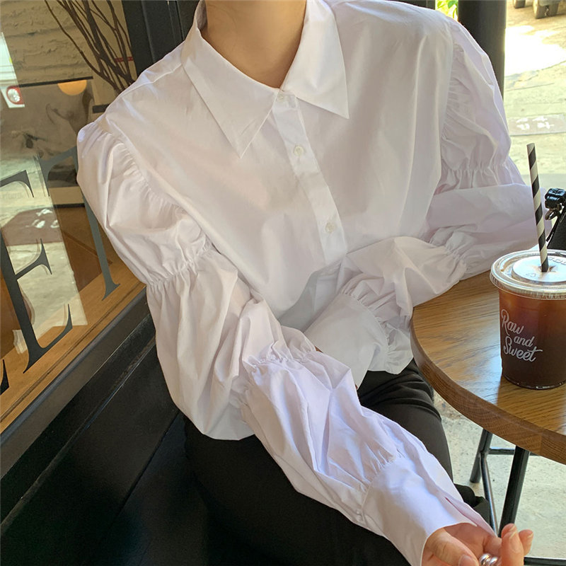 White Chic Casual Spring High Quality Solid Sweet Shirts Vintage Gentle Streetwear Women Elegance Brief Blouses 210421
