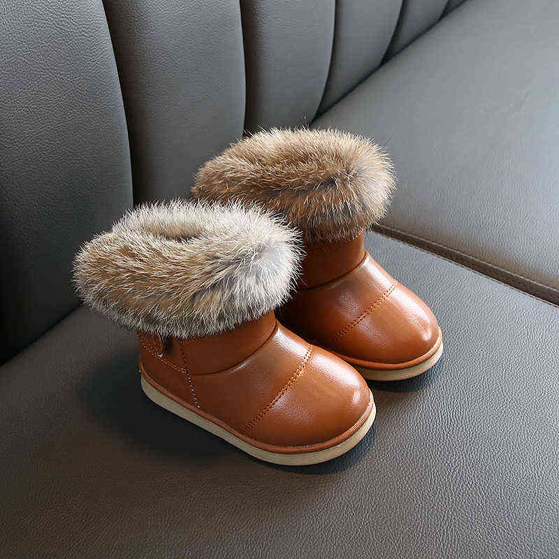 COZULMA Children Warm Boots Boys Girls Winter Snow Boots with Fur 1-6 Years Kids Snow Boots Children Soft Bottom Shoes 211108