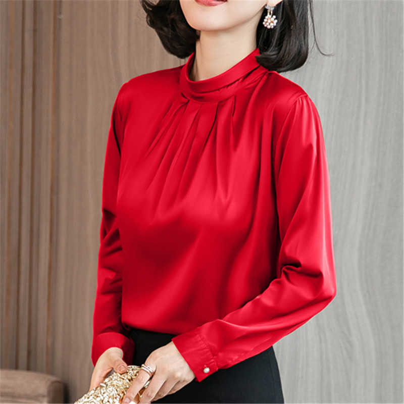 Korean Fashion Women Silk Shirts Satin Blouse Blusas Mujer De Moda Blouses Elegant Plus Size 210531
