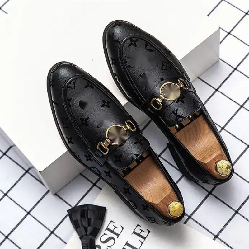 loafers men dress shoes 2021 new shallow round toe slip on spring autumn PU leather Casual business shoes fashion Classic comfortable DP022