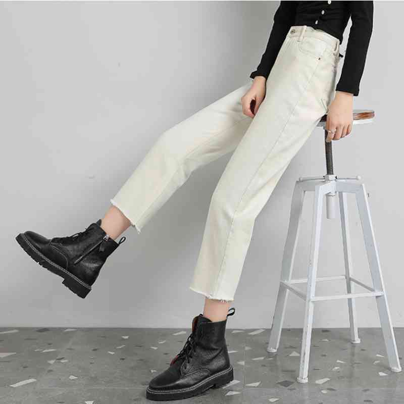 OL Wear High Waist Straight Wide Leg Pants Women Denim Vintage Fashion Jeans Trousers Femme Plus Size 5 Colors 210421