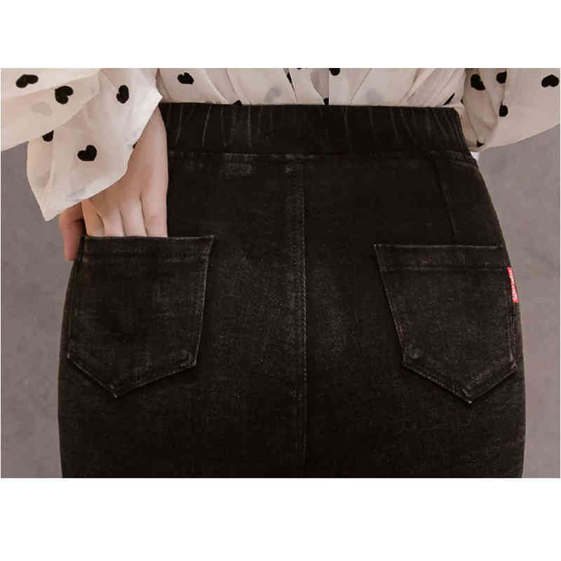 Women Pencil Pants Denim Skinny Ripped Fat Plus Size Long Soft High Waist Jeans Women's Trousers Solid Slim 7749 50 210417
