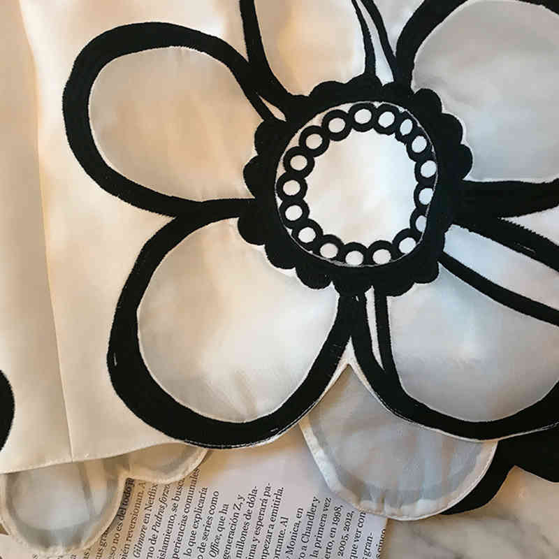 Casual Embroidery Floral Skirt For Women High Waist Vintage A Line Mini Skirts Female Summer Fashion Style 210521