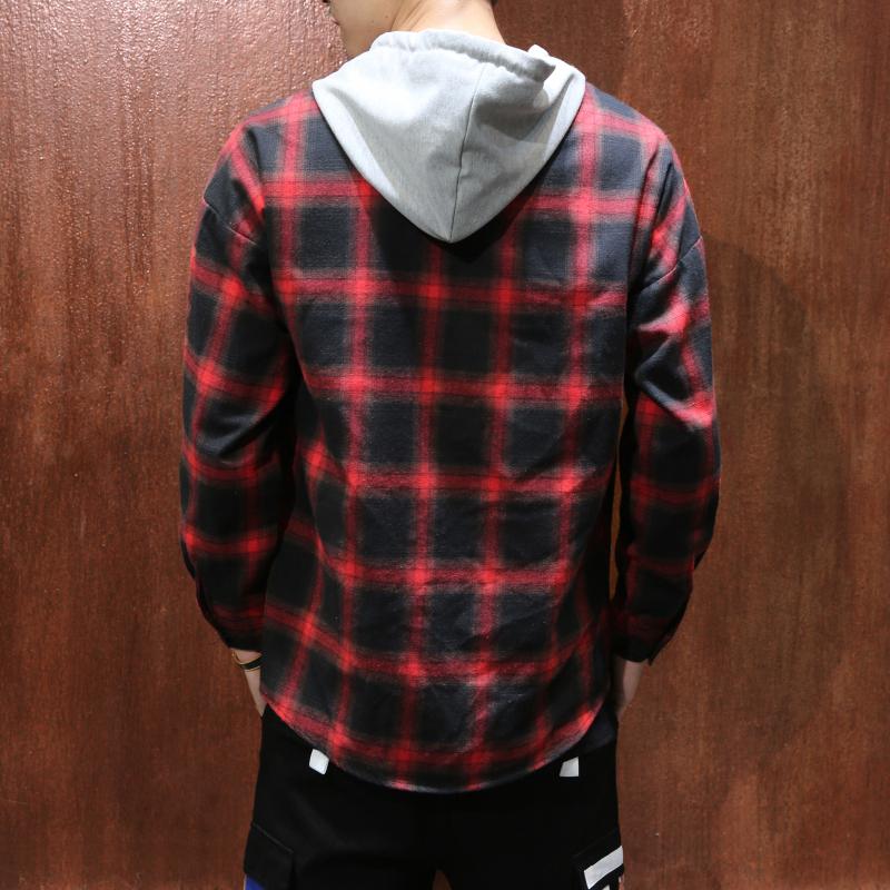 Men Shirt Cotton 2021 Autumn High Quality Long Sleeve Casual Hooded Fashion Loose Male Plaid Large Size 5XL Men's Shirts