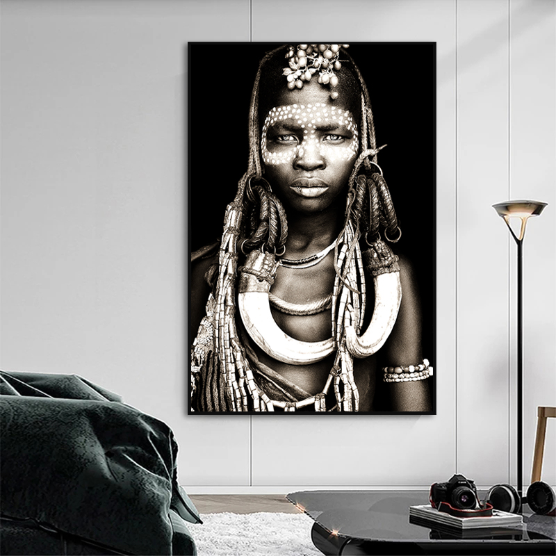 African Wall Art Primitive Tribal Women Canvas Painting Modern Home Decor Black Woman Pictures Print Decorative Paintings Mural