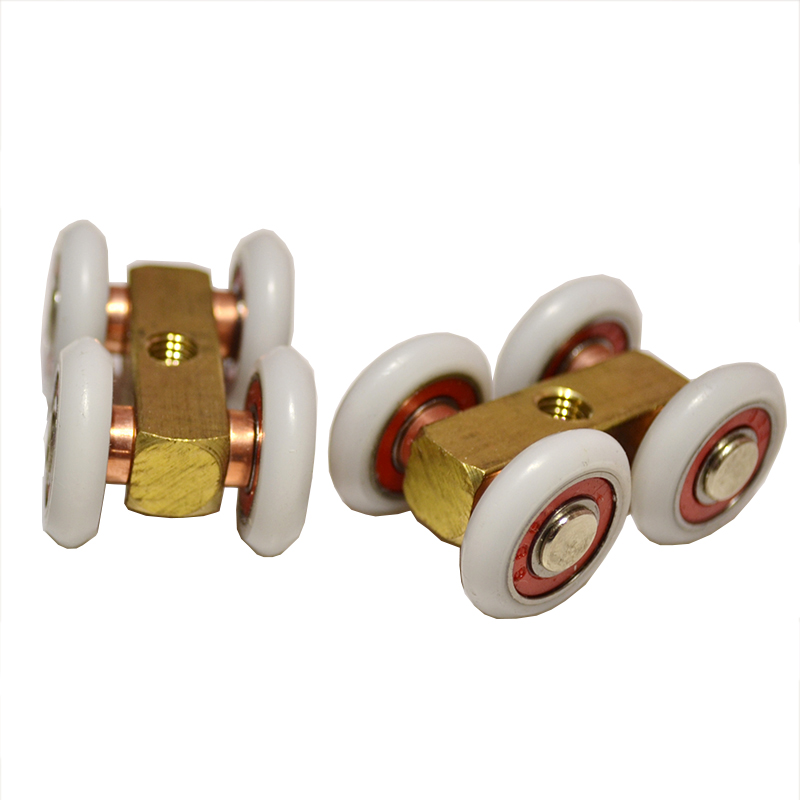 sliding glass shower room door roller ultra-quiet wooden pulley hanging rail track nylon wheel