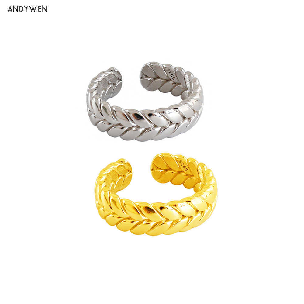ANDYWEN 925 Sterling Silver Design Wheat Large Thick Geometric Resizable Rings Luxury Female European Fashion Circle 210608 
ANDYWEN 925 Sterling Silver Design Wheat Large Thick Geometric Resizable Rings Luxury Female European Fashion Circle 210608