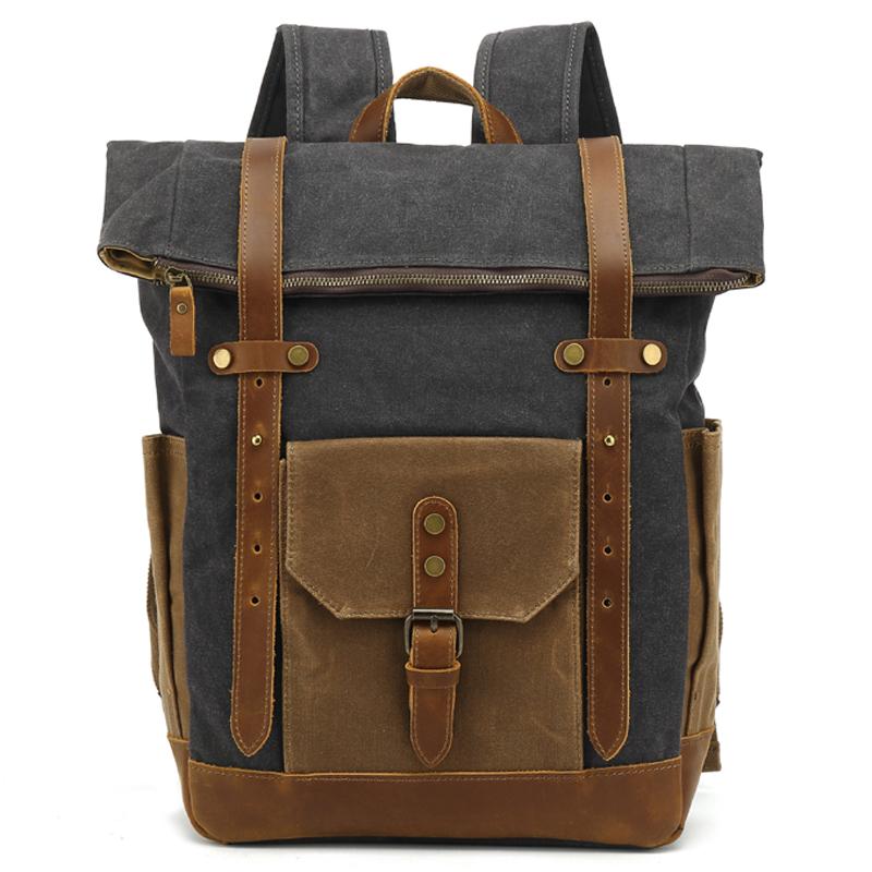 Backpack Waterproof Waxed Canvas Luxury Men Leather School Bag Women Rucksack Male Knapsack Vintage Bagpack Mochila, Dark grey
Backpack Waterproof Waxed Canvas Luxury Men Leather School Bag Women Rucksack Male Knapsack Vintage Bagpack Mochila, Dark grey