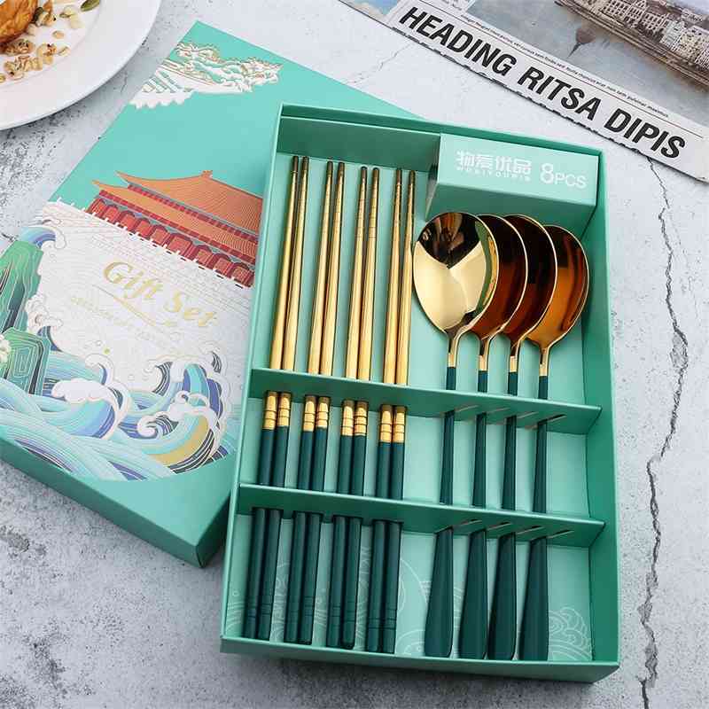 V304 stainless steel tableware Korean spoon chopsticks eight piece set national style gift box
V304 stainless steel tableware Korean spoon chopsticks eight piece set national style gift box