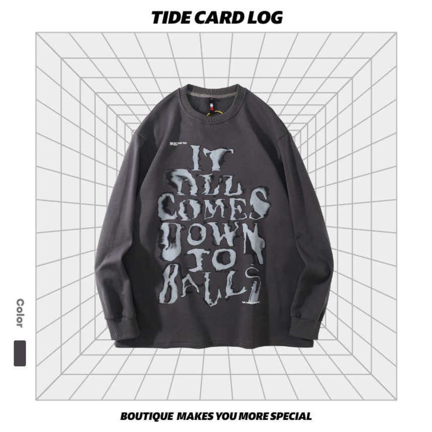 Autumn and winter new round neck Pullover tide brand sweater high street loose oversize dark style long sleeve, Black
Autumn and winter new round neck Pullover tide brand sweater high street loose oversize dark style long sleeve, Black