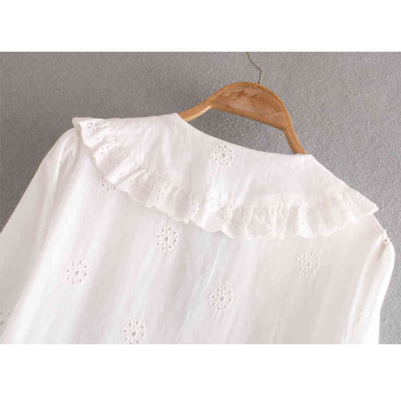 Fall Lapel Long-Sleeve Shirt: Cultivate Morality With Hollow Embroidery