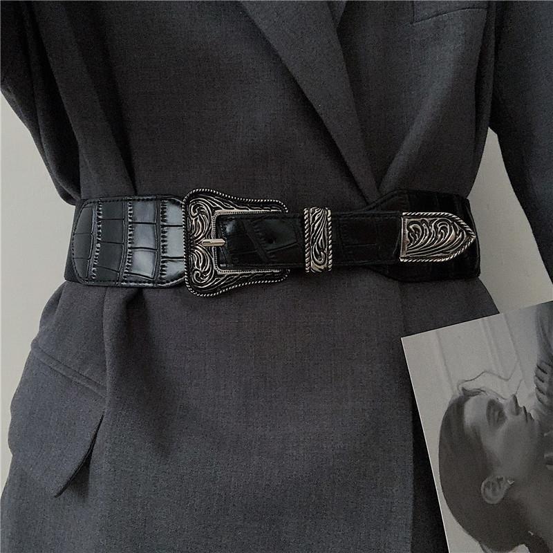 Belts Designer For Women High Quality Elastic Corset Belt Plus Size Stretch Cummerbunds Wide Ceinture Femme Vintage Buckle, Black;brown
Belts Designer For Women High Quality Elastic Corset Belt Plus Size Stretch Cummerbunds Wide Ceinture Femme Vintage Buckle, Black;brown