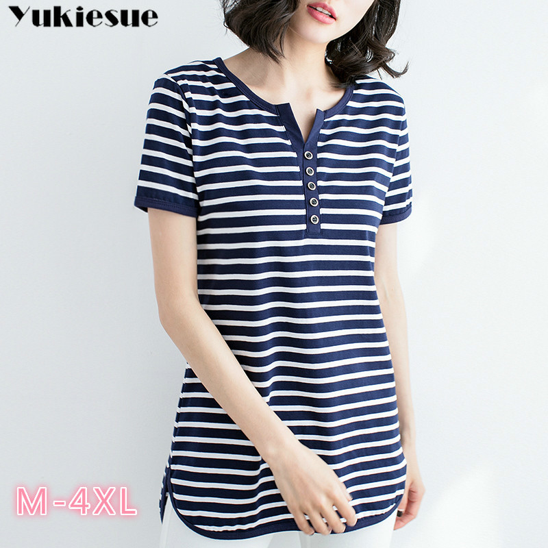 Stretch Summer Women T Shirts Striped Short Sleeve tshirt Women's Fashion Cotton V-neck T-shirt Plus size 4XL 210518, Black
Stretch Summer Women T Shirts Striped Short Sleeve tshirt Women's Fashion Cotton V-neck T-shirt Plus size 4XL 210518, Black