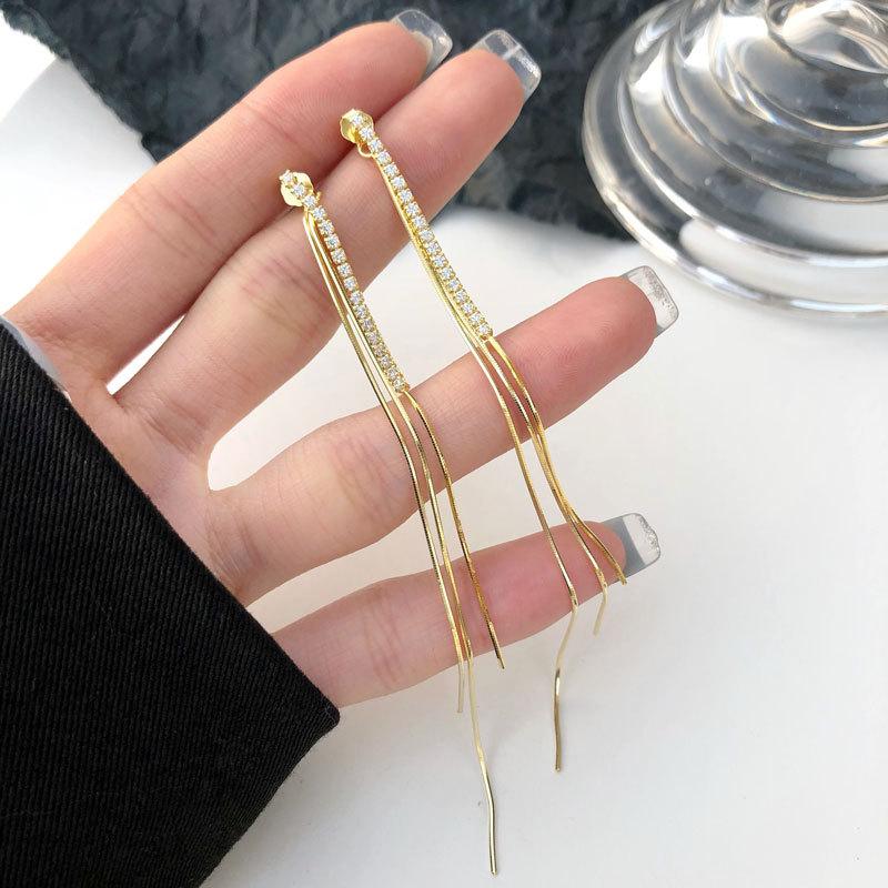 Dangle & Chandelier Real 925 Sterling SIlver Extra Long Tassel Earrings Dainty Zircon Drop Earring Fine Jewelry For Wedding Party
Dangle & Chandelier Real 925 Sterling SIlver Extra Long Tassel Earrings Dainty Zircon Drop Earring Fine Jewelry For Wedding Party