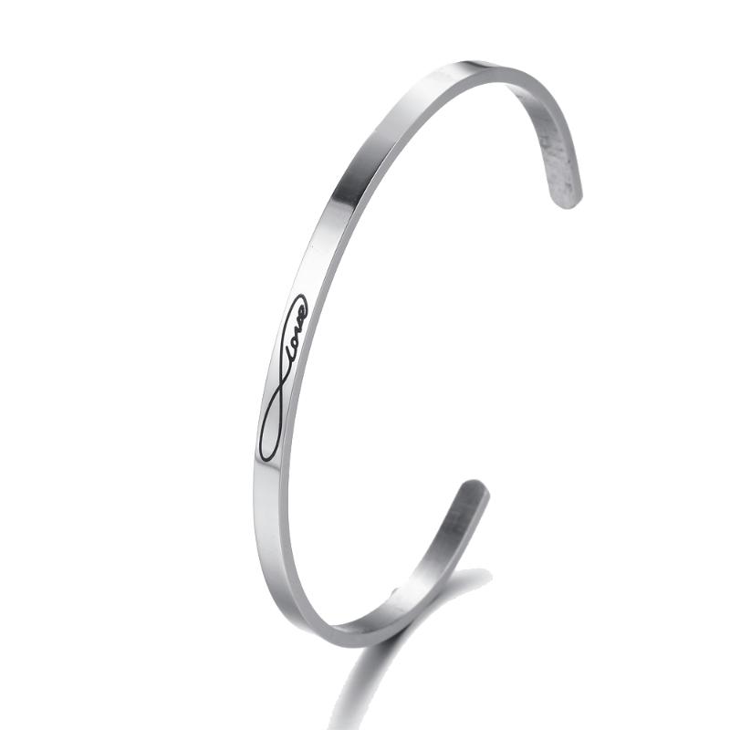 Bangle INFINITY LOVE Silver Laser Engraved Positive Inspirational Quote Bangles Cuff Mantra Bracelets Gifts For Valentine's Day
Bangle INFINITY LOVE Silver Laser Engraved Positive Inspirational Quote Bangles Cuff Mantra Bracelets Gifts For Valentine's Day