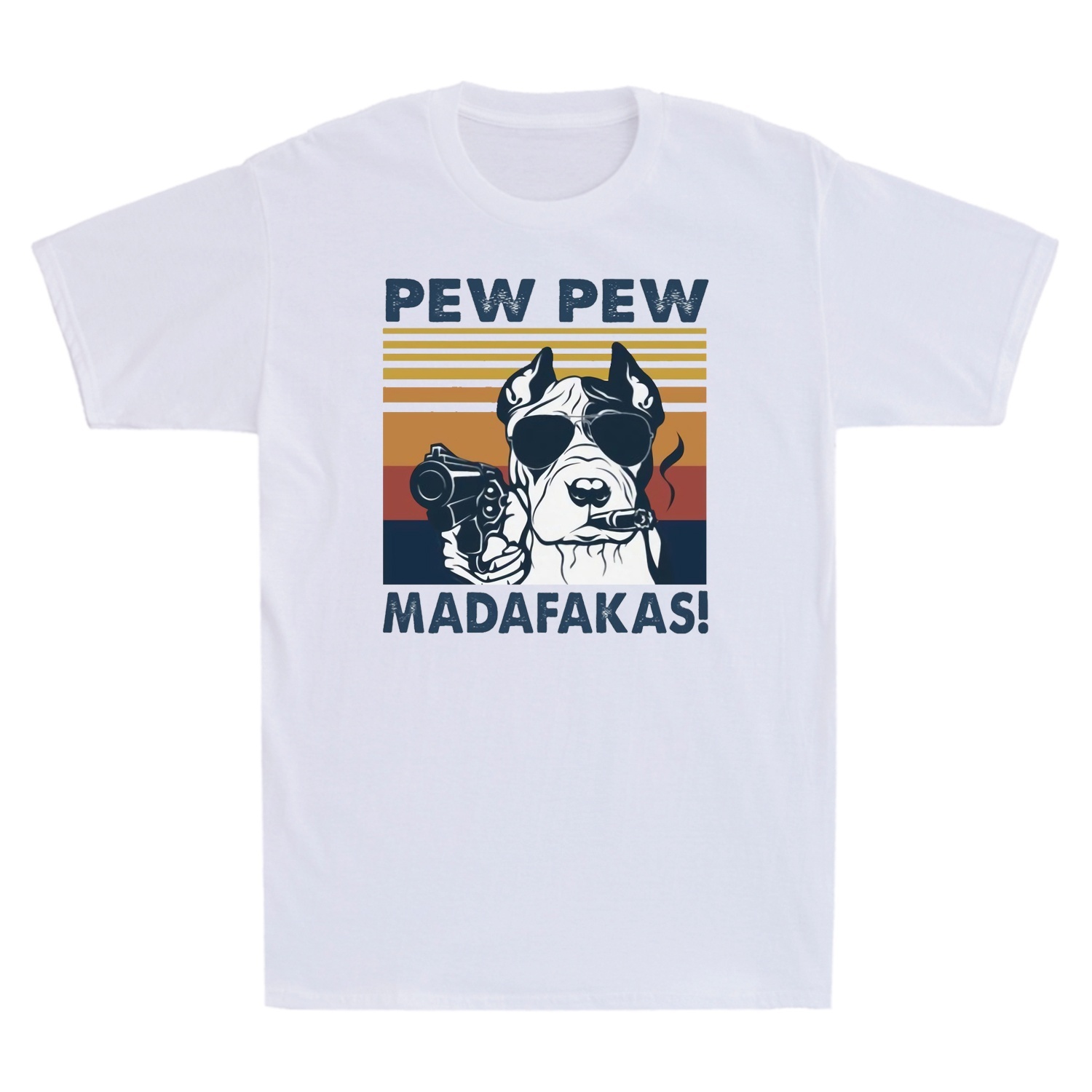 Pew Pew Madafakas! Funny Pitbull Dog Gangster With Shoot Gun Meme T-Shirt Men's Retro Cotton Tee, Black
Pew Pew Madafakas! Funny Pitbull Dog Gangster With Shoot Gun Meme T-Shirt Men's Retro Cotton Tee, Black