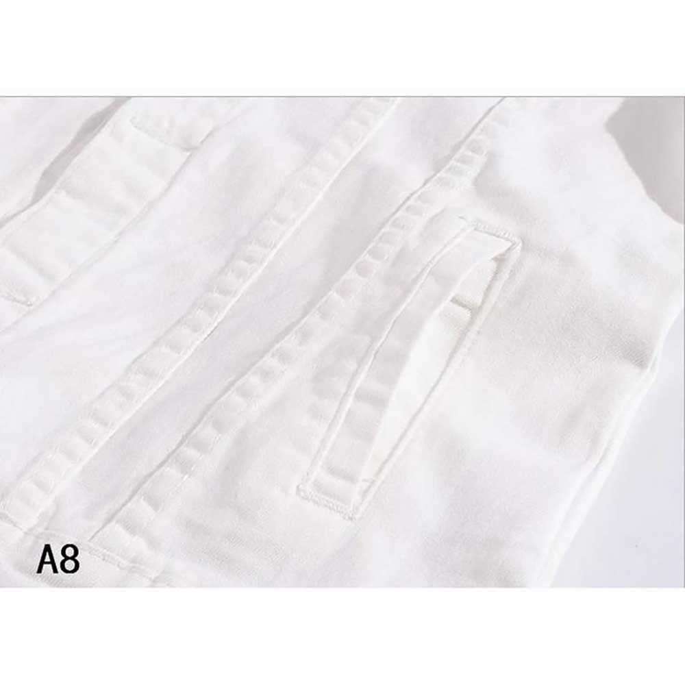 Men's White Denim Slim Fit Casual Cotton Jeans Jacket Outwear