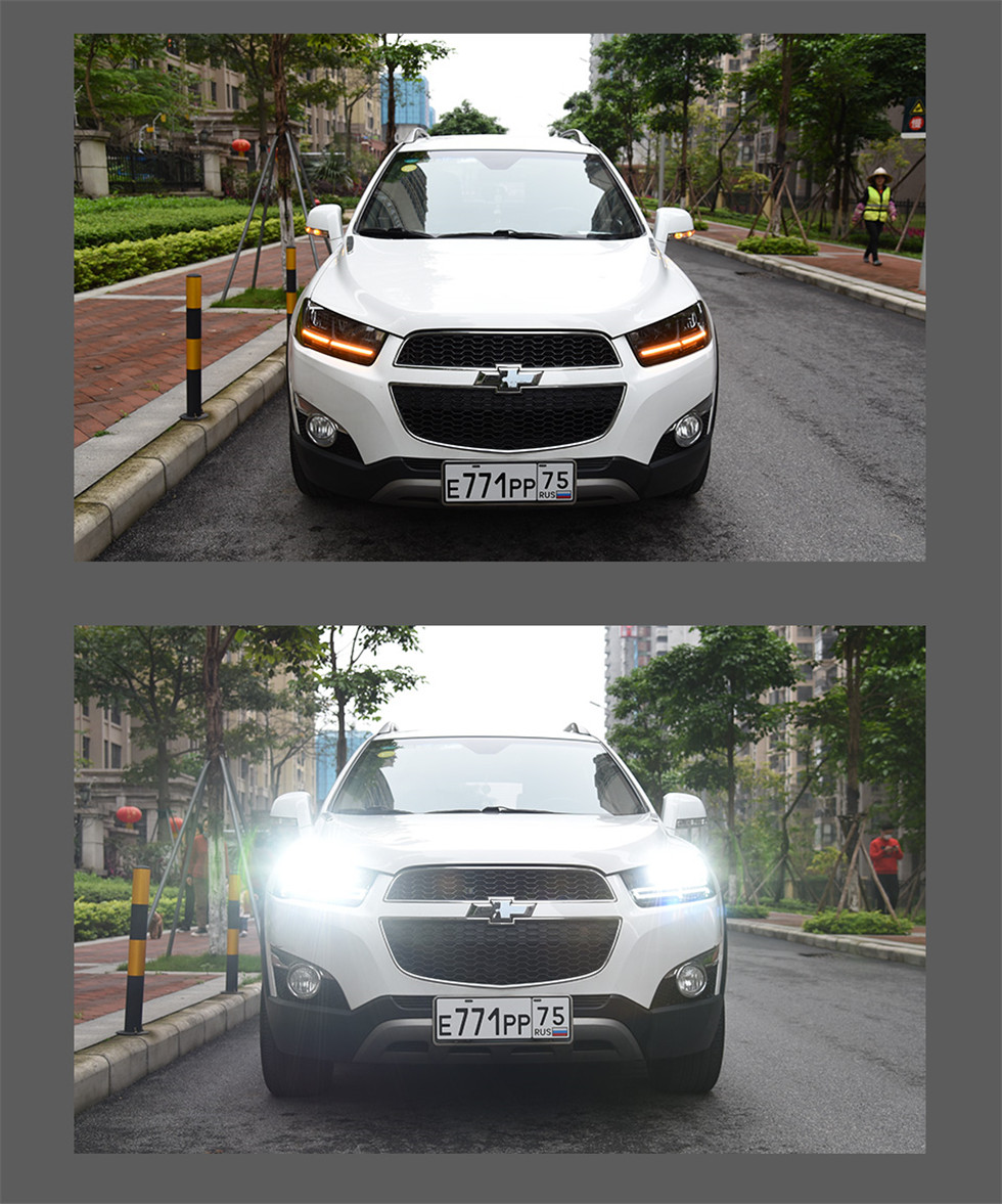 2pcs LED DRL head lights For Chevrolet Captiva 2011-18 running light Dynamic Turn Signal fog Lamp FACELIFT