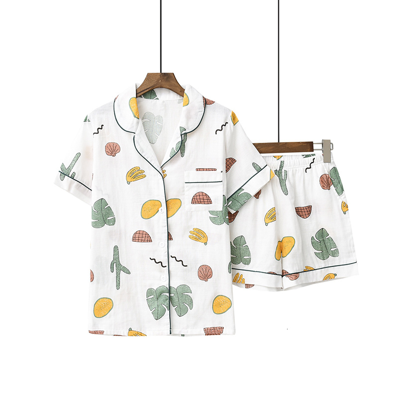 Women's Sleepwear Cute Cartoon Fruit Printed Women 2Pcs 100%Gauze Cotton Pajamas Set Turn-down Collar Short Sleeve+Shorts Sweet Ho, Shown as picture
Women's Sleepwear Cute Cartoon Fruit Printed Women 2Pcs 100%Gauze Cotton Pajamas Set Turn-down Collar Short Sleeve+Shorts Sweet Ho, Shown as picture