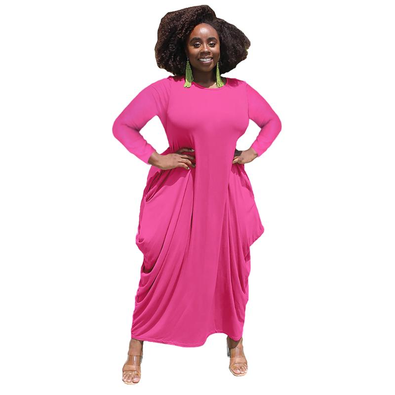 Plus Size Dresses Large Women's Clothing Fall Long Sleeve Maxi Dress O-Neck Loose Stretchy Casual Femme Solid Muslim, Orange 
Plus Size Dresses Large Women's Clothing Fall Long Sleeve Maxi Dress O-Neck Loose Stretchy Casual Femme Solid Muslim, Orange