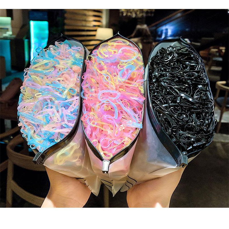 2001 Pieces A Bag Disposable Hair Binding Black Small Rubber Band Female Hair Circle High Elastic Durable