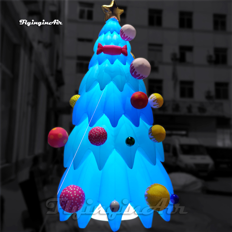 Outdoor Christmas Decorations Advertising Inflatable Xmas Tree 7m Height Simulated Air Blown Evergreen Tree With LED Light For New Year