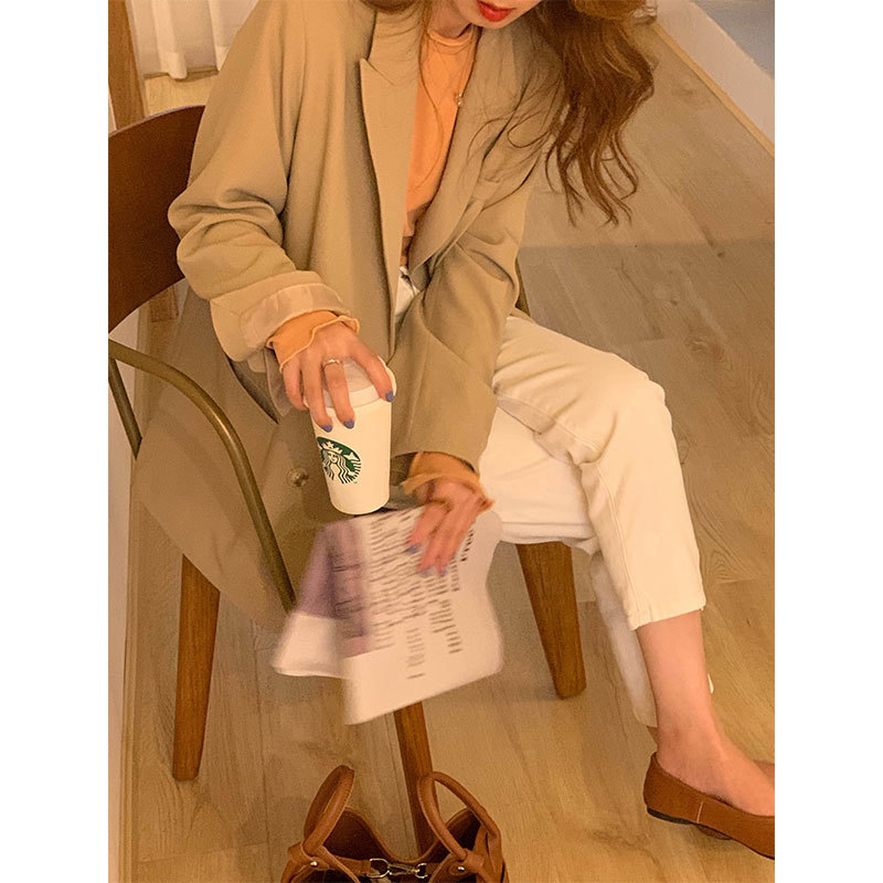 4 colors korean style breif long sleeve solid color black blazer womens jacket and coats casual blazer womens (X1567) 210423