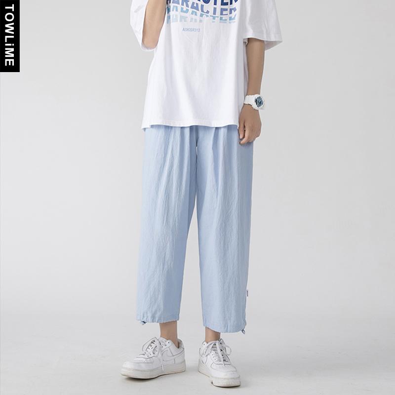 Harajuku Summer Men's Ankle-Length Harem Pants Korean Streetwear Mens Thin Track Trousers Male Chic Solid Color Sweatpants