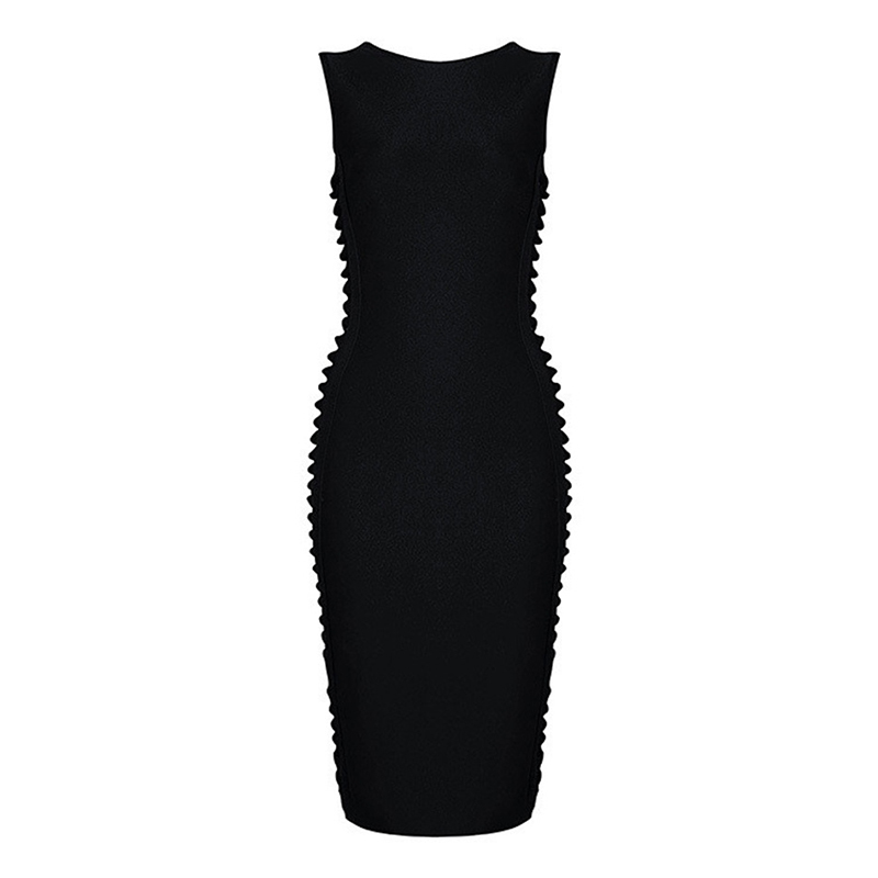 TWOTWINSTYLE Hollow Out Slim Dress For Women O Neck Sleeveless High Waist Midi Red Dresses Female Fashion Clothing Summer 210517