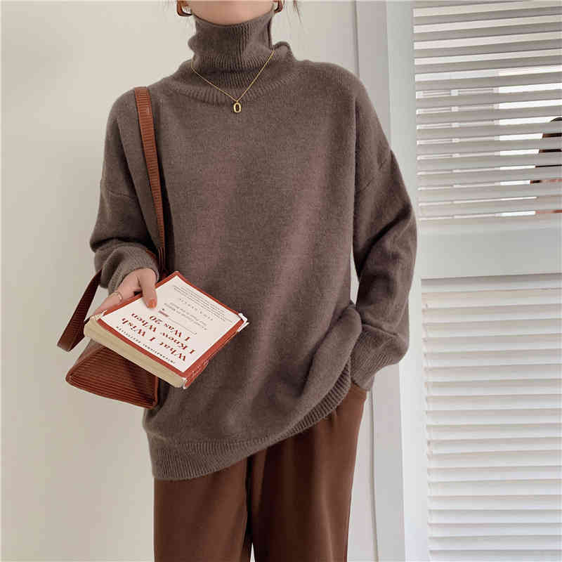 Spring Autumn OL Minimalist Outwear Pullover Tops Warm Winter Bottoming Sweater Women Elegant Knitted Sweaters 210421