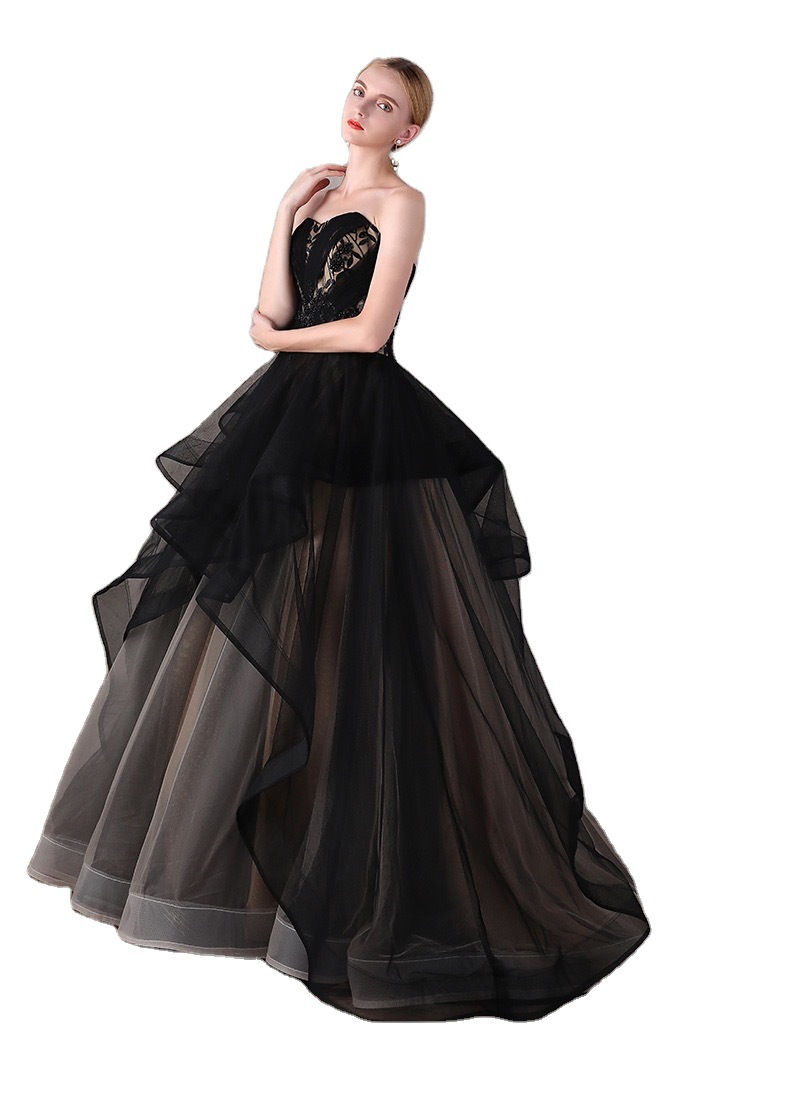 Sexy Mermaid Evening Dresses With Strapless Applique Race tulle Formal Party Prom Dress For Arabic Women Vestidos De Novia