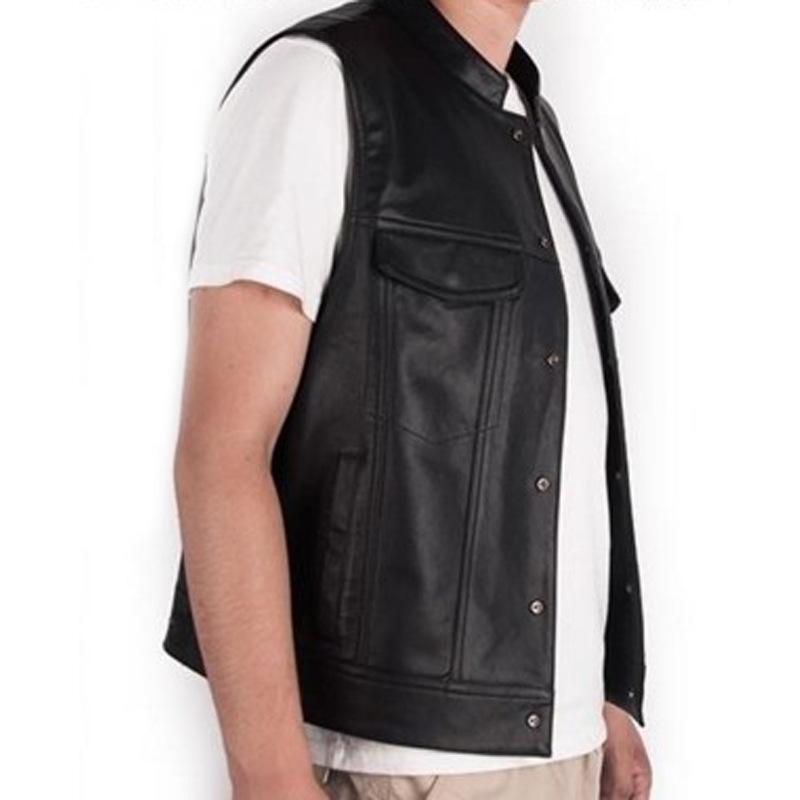 Men039s Vests Men Vest Black Biker Motorcycle Hip Hop Waistcoat Male Faux Leather Punk Spring Sleeveless Plus Size Loose Casual6924148