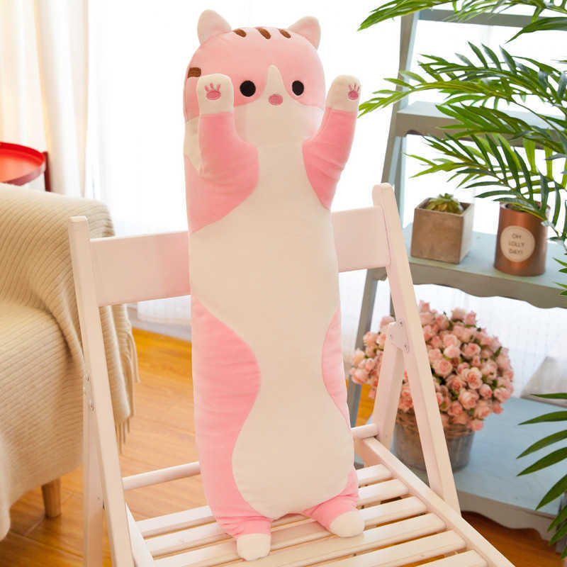 110cm Big Sausage Cat Plush Toys Stuffed Animals Kawaii Plushie Soft Dolls Sleep Pillow Baby Companion Birthday Gifts For Kids 210