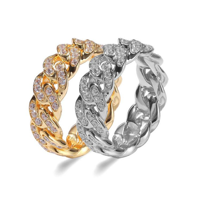 Hip Hop Vintage Jewelry Wedding Rings Guba 18K White Gold Fill Full 3A Zircon Sparkling Party Eternity CZ Diamond Women Engagement Link Chain Men Ring