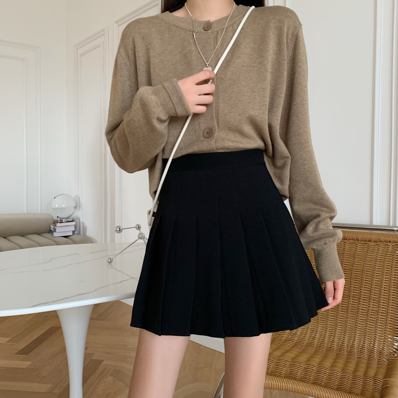 Nomikuma Women Skirt Korean Pleated A-line Mini Skirts Autumn Winter High Waist Fashion Bottoms Mujer Faldas 6D148 210427