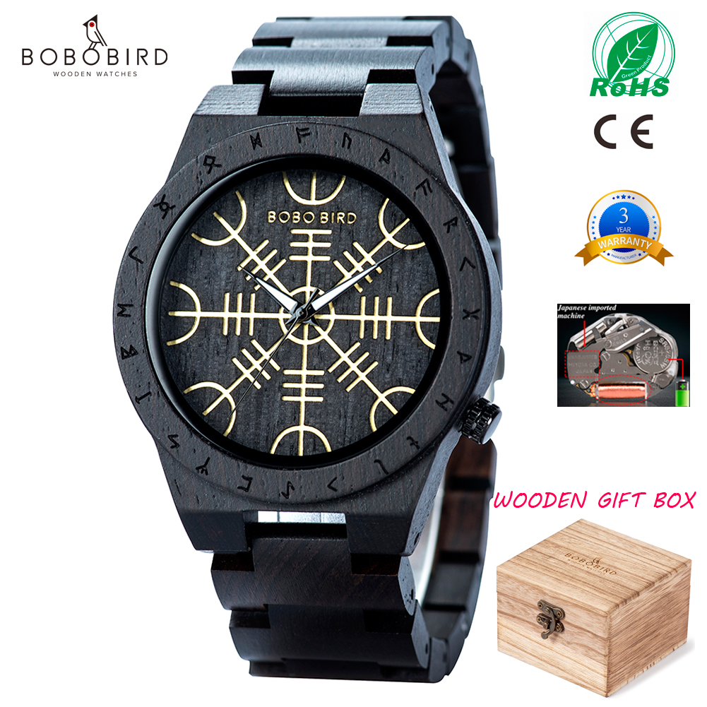 Handmade BOBO BIRD Wooden Watches Man Women Runic Circle Watch with Golden Helm of Awe or Vegvisir Quartz Wristwatch Maleg, Zebra wood
Handmade BOBO BIRD Wooden Watches Man Women Runic Circle Watch with Golden Helm of Awe or Vegvisir Quartz Wristwatch Maleg, Zebra wood