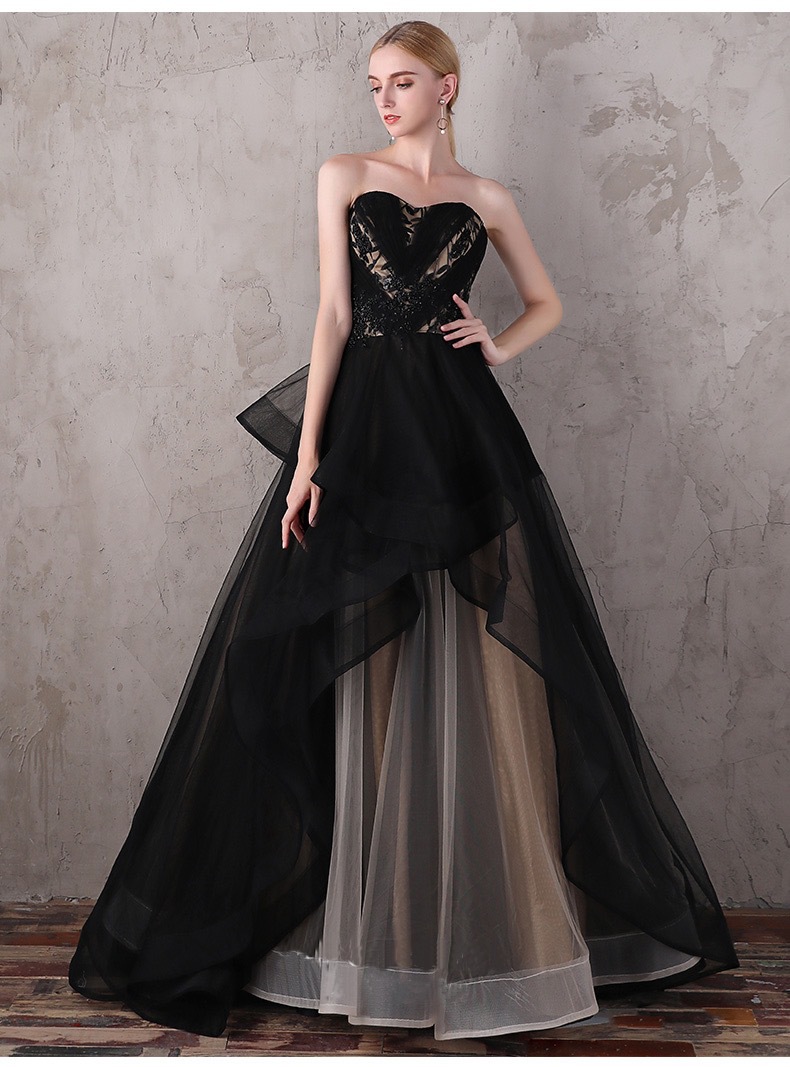 Sexy Mermaid Evening Dresses With Strapless Applique Race tulle Formal Party Prom Dress For Arabic Women Vestidos De Novia