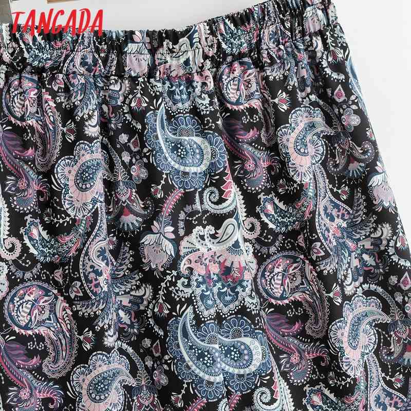 Women Retro Floral Print Long Trousers Vintage Style Strethy Waist Lady Pants Pantalon 169 210416