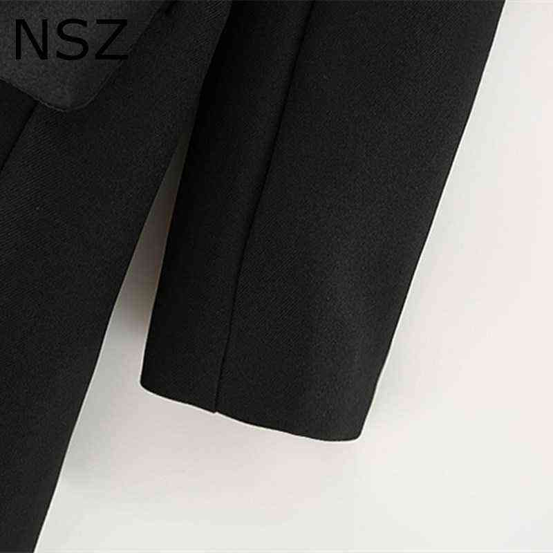 NSZ Women Checked Patchwork Black Oversize Blazer Double Breasted Office Ladies Large Size Plaid Suit Jacket Coat Outerwear 211122