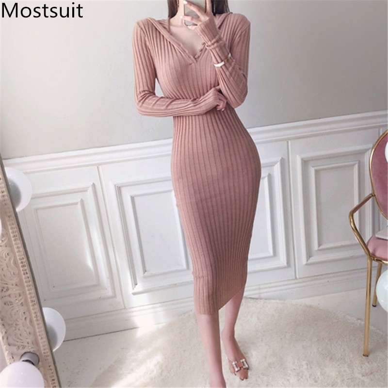 Korean Hooded Knitted Women Long Dress Spring Autumn Full Sleeve Casual Fashion Ladies Pencil Sweater Dresses Vestidos 210518, Black
Korean Hooded Knitted Women Long Dress Spring Autumn Full Sleeve Casual Fashion Ladies Pencil Sweater Dresses Vestidos 210518, Black