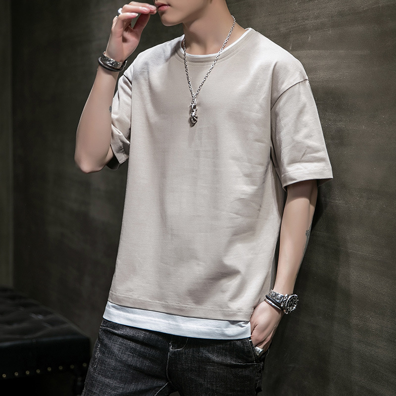 Mens T Shirts Fashion Summer O-Neck Slim Fit Short Sleeve Shirt Men Mercerized Cotton-Clothing Casual
