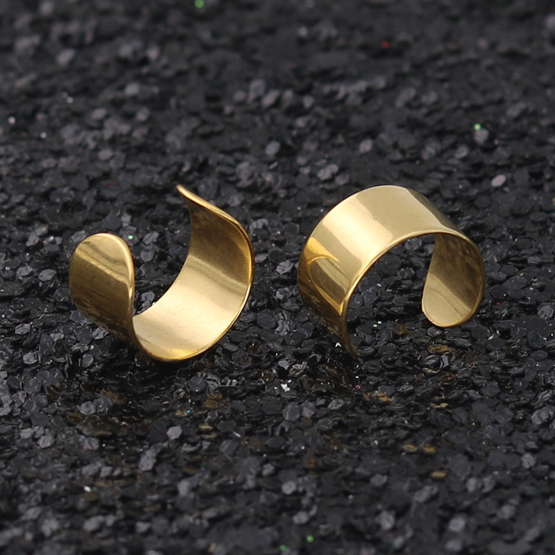 Simple Creative Pierced Ear Cuffs Punk Stainless Steel Gold Silver Color Clip Women Men Hip Hop Earrings Brincos