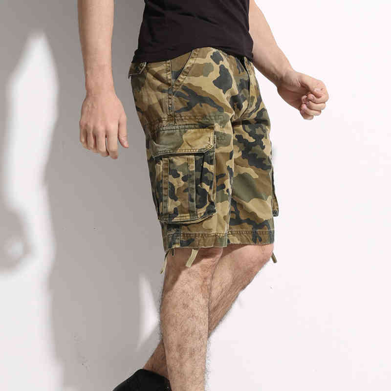Camouflage Shorts Male Military Clothing Style Army High Quality Mens Cargo Shorts Cotton Multi Pockets Breeches Bermuda Cargo 210518