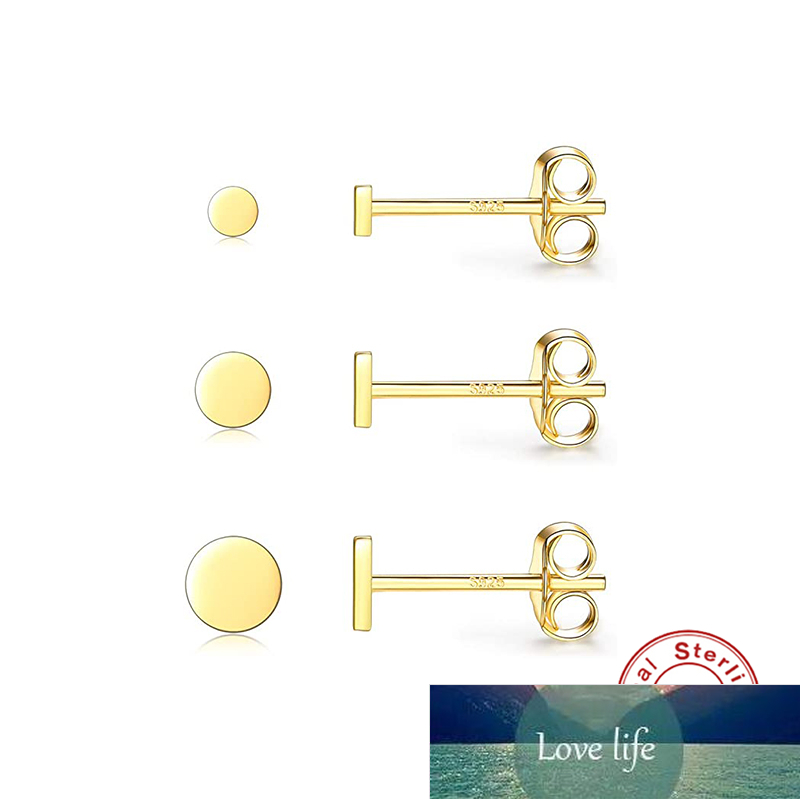 CANNER 3 Pcs Real 925 Sterling Silver Small Cute Simple Stud Earrings For Women Piercing Earring Earings Jewelry Pendientes