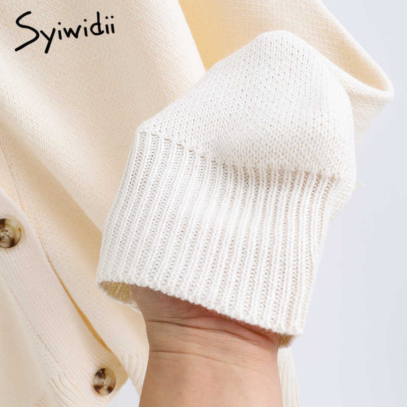 Syiwidii Oversized Knitted Cardigans Women Harajuku Brown Sweater Autumn Winter Korean Tops Casual Vintage Black Warm Coat 210914