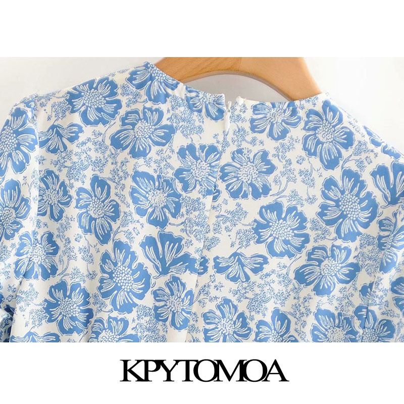 Women Chic Fashion Floral Print Mini Dress Short Sleeve Drawstring Tied Female Dresses Vestidos Mujer 210420