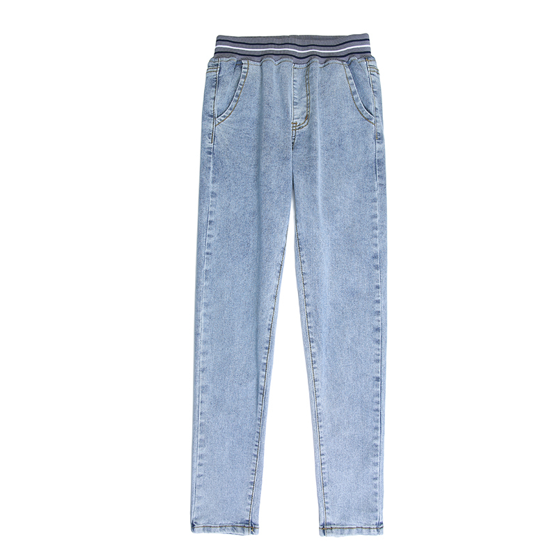 Vintage Blue Fashion Spring Jeans Women High Waist Tight Skinny Stretch Scratched Ladies Pencile Pants 8348 50 210417